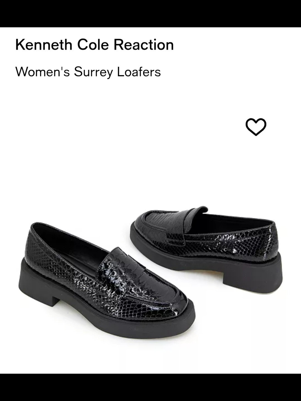 Kenneth Cole Reaction Women's Black Patent Snake-Embossed Loafers
